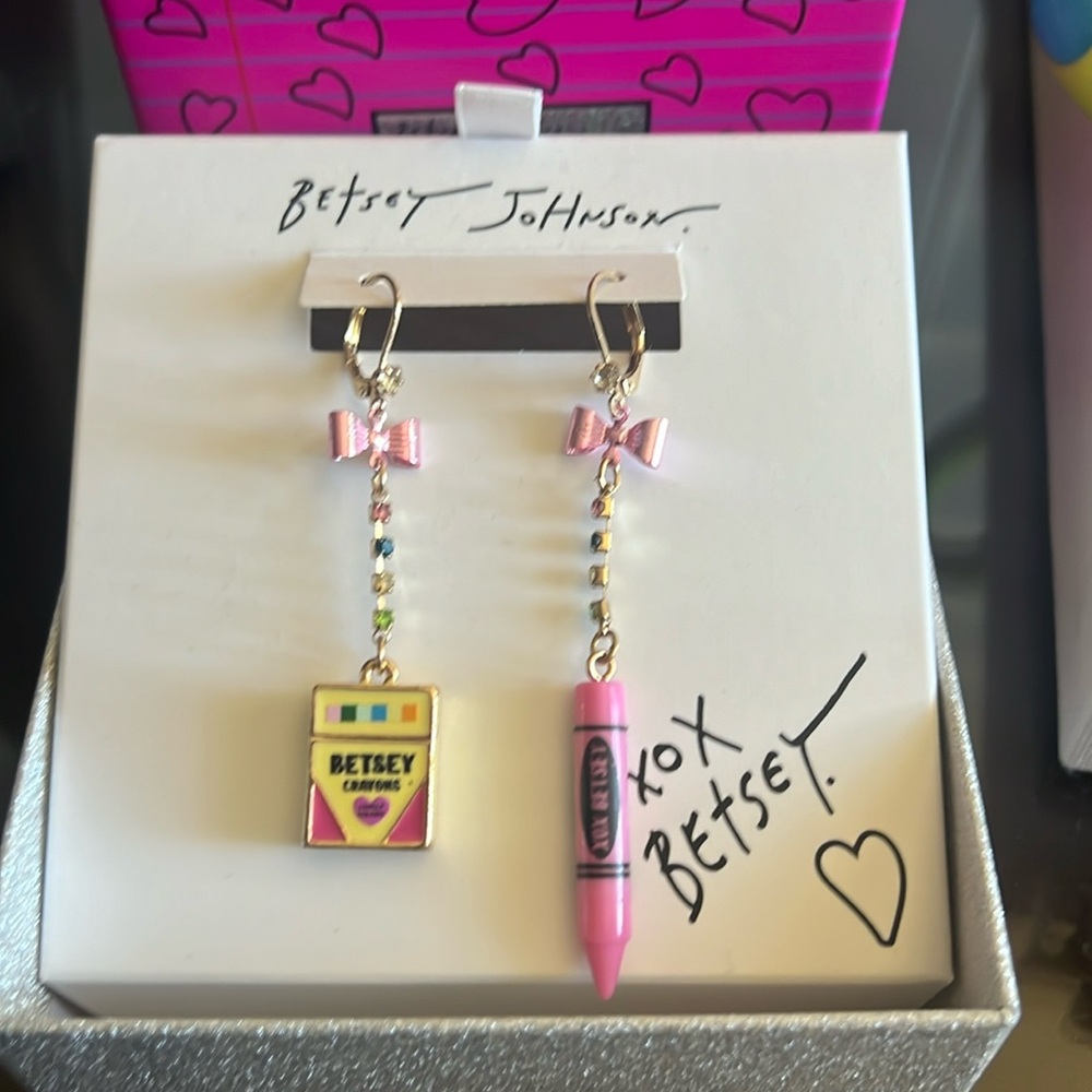 NWT Betsey Johnson Crayon Earrings for Teachers